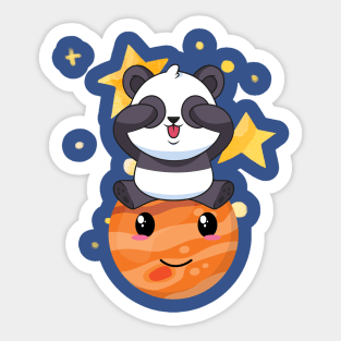 Cute Panda Playing Hide and Seek in Jupiter Sticker